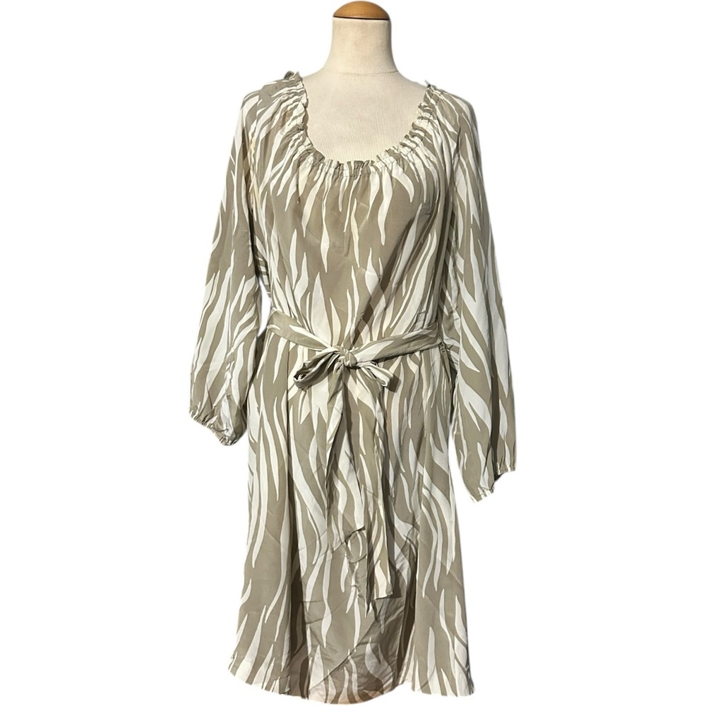 Michael Michael Kors Silk Zebra Longsleeve Shift Dress XL
